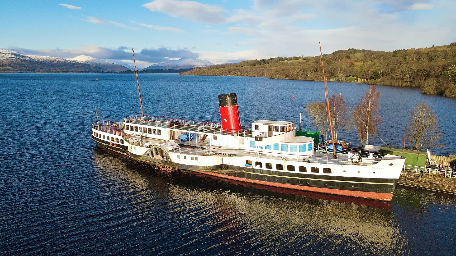 The Maid of the Loch paddle steamer, the last of its kind at Balloch Pier