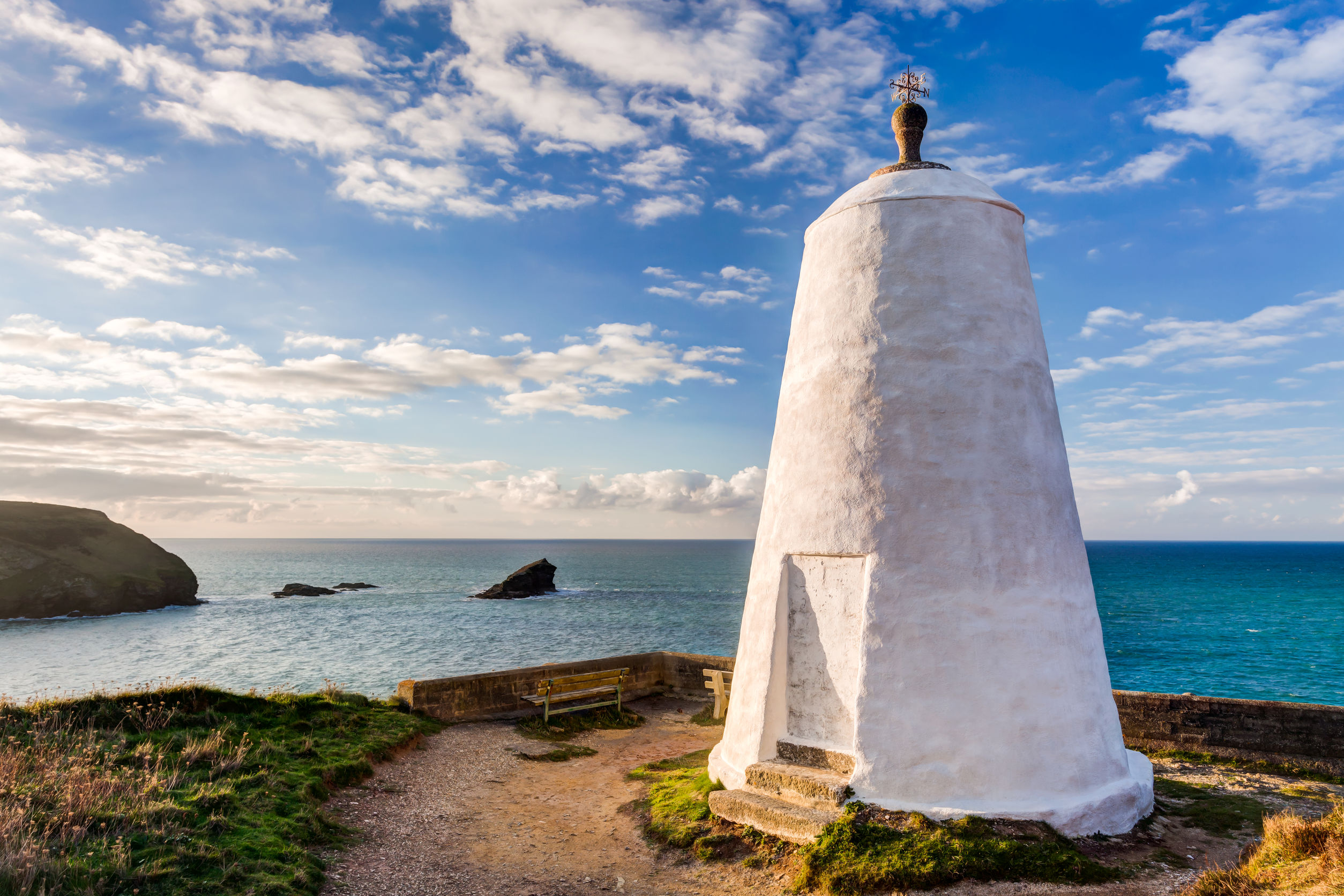 The pepperpot daymark on Lighthouse Hill Portreath Cornwall. Once used as a shelter from which a Huer would spot sholes of Pilchards in the bay.