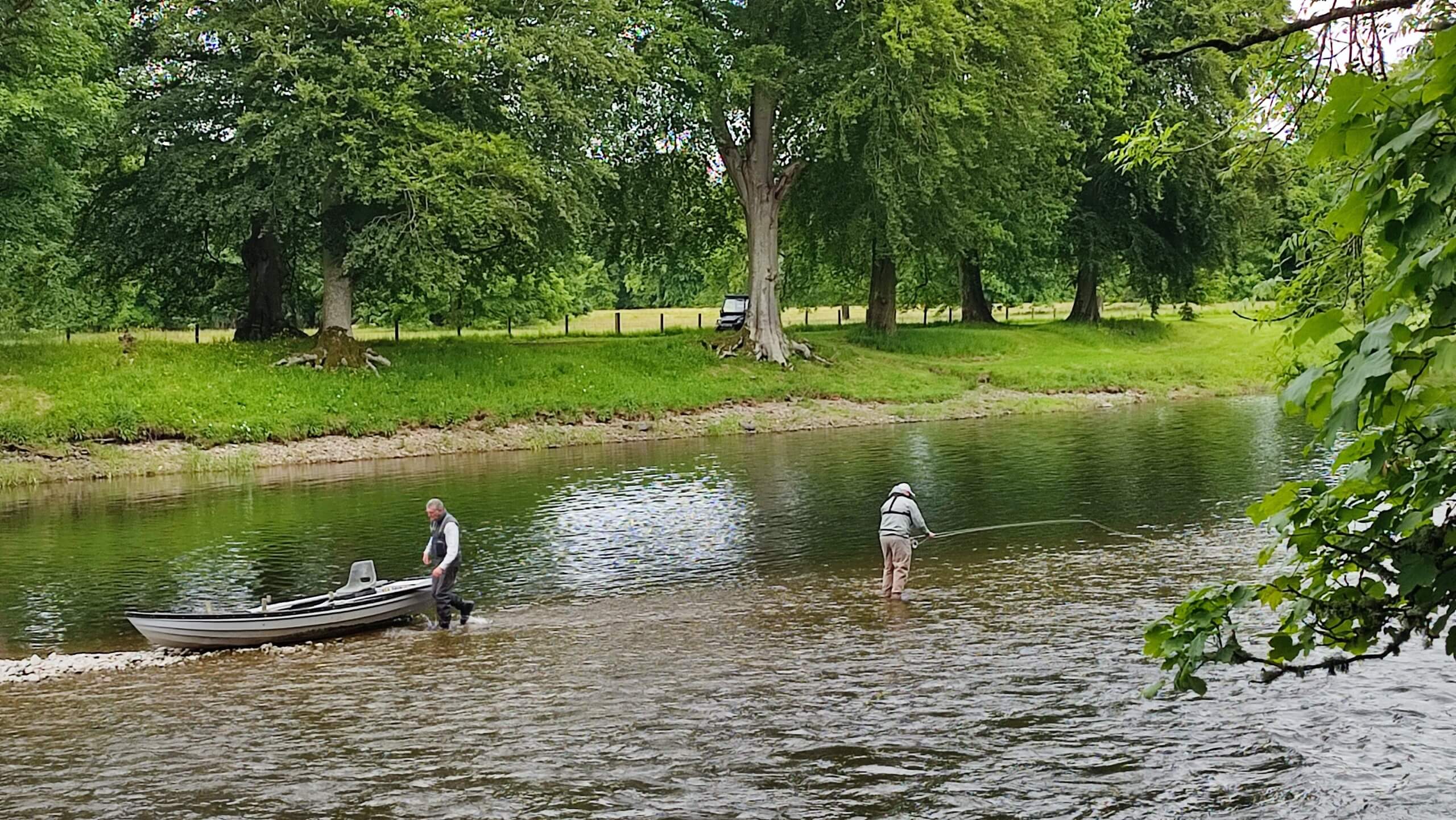 Idyllic fishing river along St. Cuthbert’s Way on the River Tweed